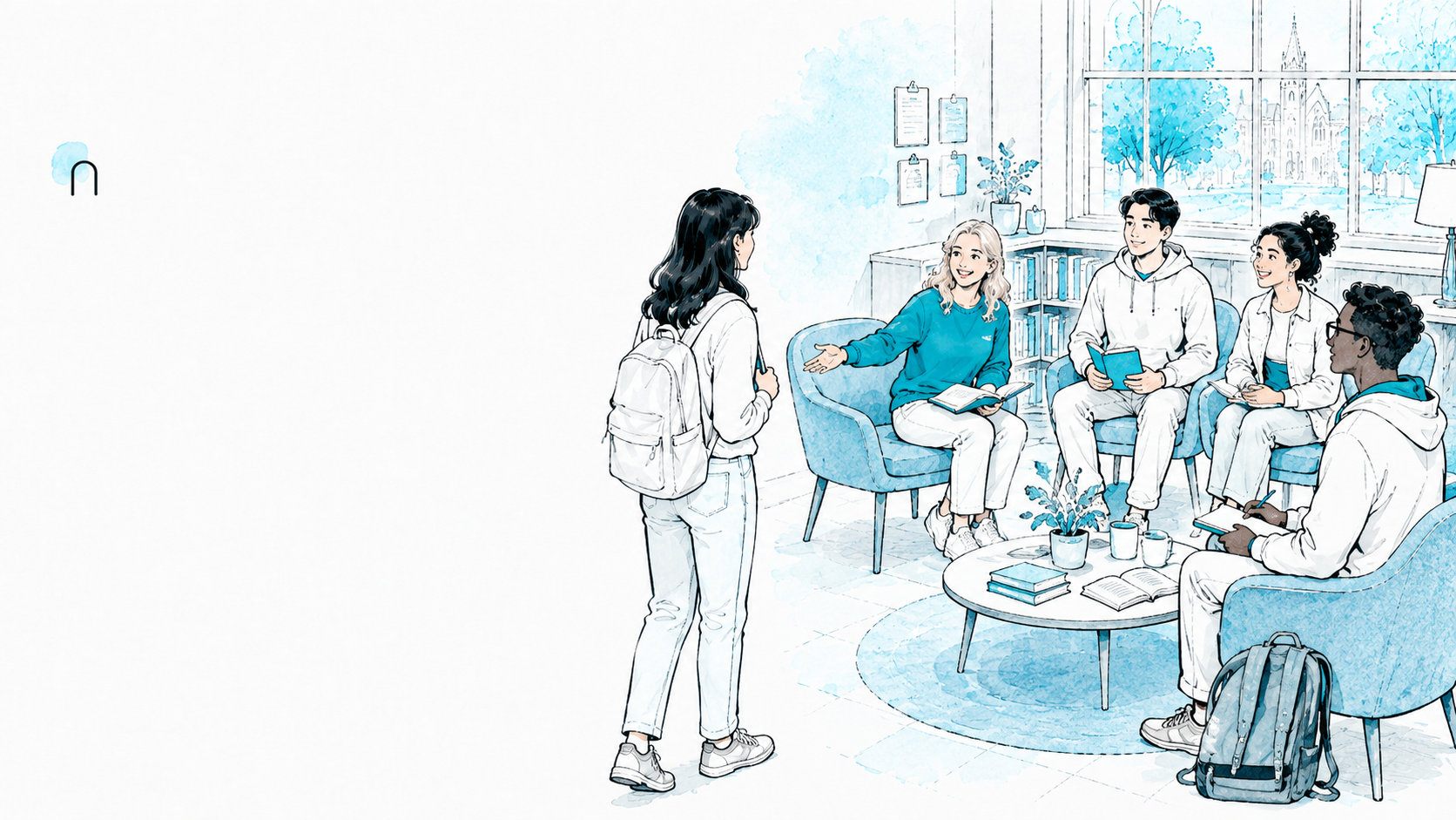 A new member joining a welcoming book circle in a lounge