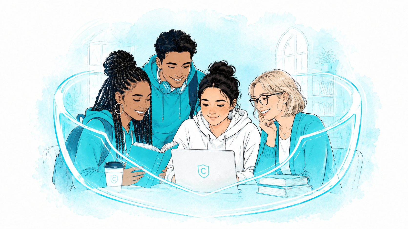 Friends reading together
